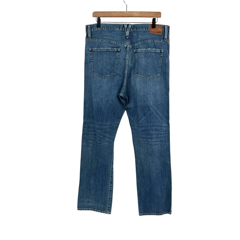 Point Sur J. Crew Distressed Exposed Button Fly Medium Wash High Rise Jeans